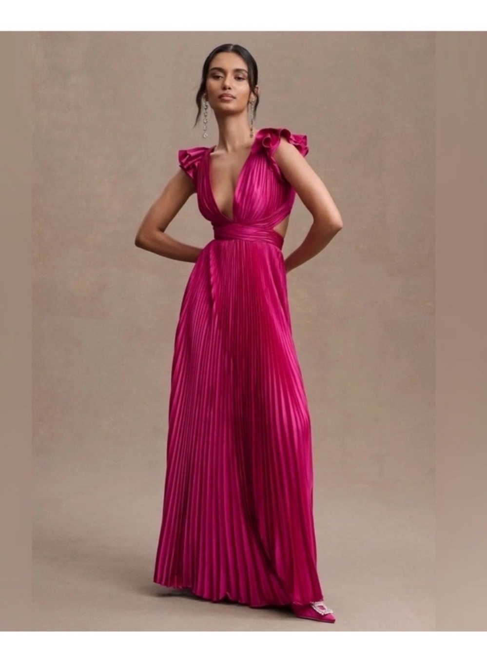 Ieena For Mac Duggal Pleated Satin Gown NWT Size 0